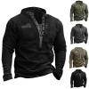 xoxingysm Mens Tactical Sweatshirts Long Sleeve Stand Collar USA Flag Graphic Pocket Shirt Coat American Patriotic Spring Fall Thermal Hunting Pullover Top view 2