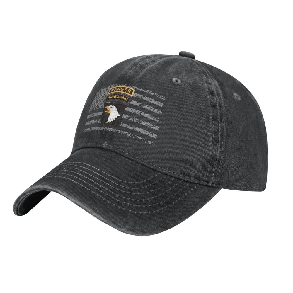 Army 101st Airborne Ranger Tabs Denim Trucker Hat Baseball Cap for Men Cowboy Dad Black