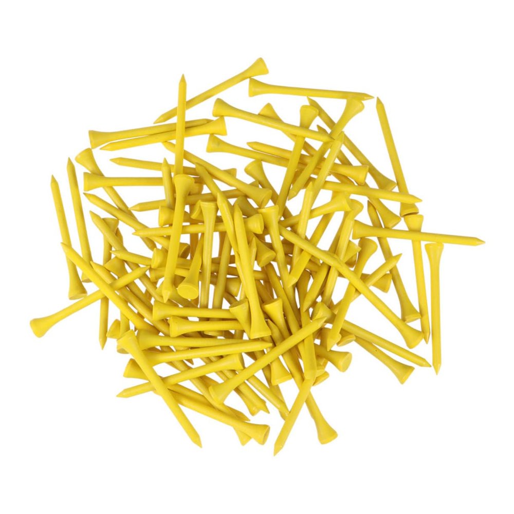 WOONEKY 100pcs Yellow Wooden Golf Tees Yards Tees for Outdoor Sports and Design for Driving Range and Practice Sessions