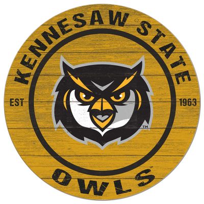 KH Sports Fan Kennesaw State Owls Colored Circle Sign, 20x20 Inches, Owls Decor for Dorm, Bedroom, Fan Cave, Living Room; Display Your Team Spirit with This Unique Kennesaw State Owls Wall Art