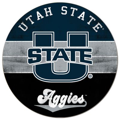 KH Sports Fan Utah State Aggies Multi-Color Retro Circle Sign, 20x20 Inches, Aggies Decor for Dorm, Fan Cave, Living Room; Display Your Team Spirit with This Unique Utah State Aggies Wall Art