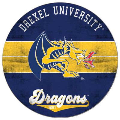 KH Sports Fan Drexel Dragons Multi-Color Retro Circle Sign, 20x20 Inches, Dragons Decor for Dorm, Fan Cave, Living Room; Display Your Team Spirit with This Unique Drexel Dragons Wall Art