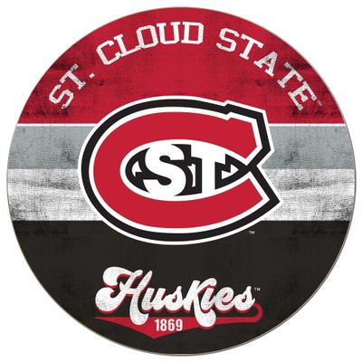 KH Sports Fan St. Cloud State Huskies Multi-Color Retro Circle Sign, 20x20 Inches, Huskies Decor for Dorm, Fan Cave, Living Room; Display Your Team Spirit with This St. Cloud State Huskies Wall Art