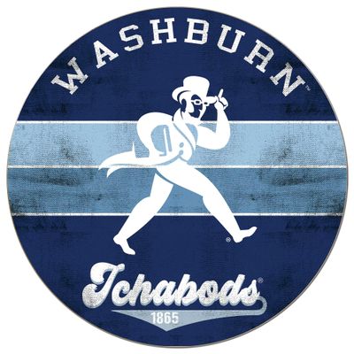 KH Sports Fan Washburn Ichabods Multi-Color Retro Circle Sign, 20x20 Inches, Ichabods Decor for Dorm, Fan Cave, Living Room; Display Your Team Spirit with This Unique Washburn Ichabods Wall Art