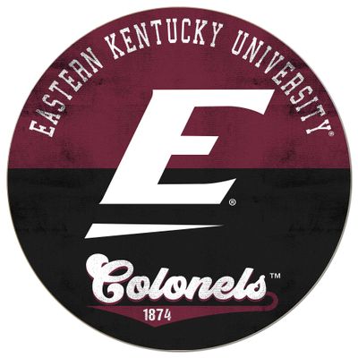 KH Sports Fan Eastern Kentucky Colonels Multi-Color Retro Circle Sign, 20x20 Inches, Colonels Decor; Display Your Team Spirit with This Unique Eastern Kentucky University Colonels Wall Art