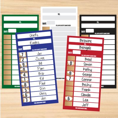 10 Line Football Scratch Off Strip Cards (100 Cards/Pack) - Superbowl Pool Cards - Football Strip Cards Scratch Off - Scratch Off Betting Cards - Football Scratch Off Cards (White)