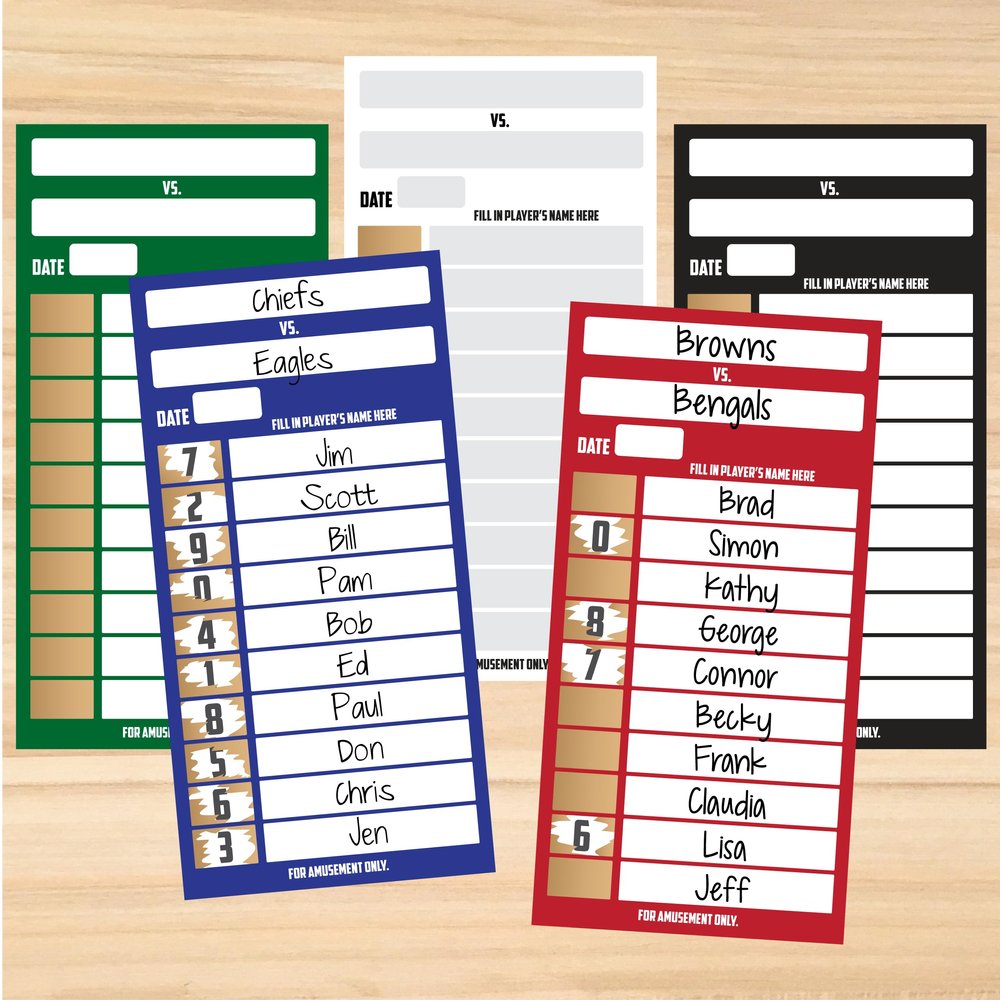10 Line Football Scratch Off Strip Cards (100 Cards/Pack) - Superbowl Pool Cards - Football Strip Cards Scratch Off - Scratch Off Betting Cards - Football Scratch Off Cards (White)