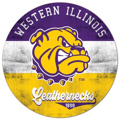 KH Sports Fan Western Illinois Leathernecks Multi-Color Retro Circle Sign, 20x20 Inches, Leathernecks Decor; Display Your Team Spirit with This Unique Western Illinois Leathernecks Wall Art