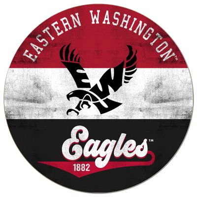 KH Sports Fan Eastern Washington Eagles Multi-Color Retro Circle Sign, 20x20 Inches, Eagles Decor for Dorm, Fan Cave, Living Room; Display Your Team Spirit with This Eastern Washington Eagles Wall Art