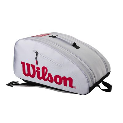 Wilson Super Tour Pickleball Bag - Holds up to 3 Paddles, Grey/Red/Black