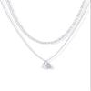 PAVOI CZ Dainty Initial Letter Chain Double Pendant Necklace, White Gold, Z view 1
