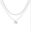 PAVOI CZ Dainty Initial Letter Chain Double Pendant Necklace, White Gold, B view 1