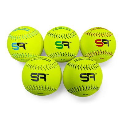 Score It Right - Weighted Training Softballs, 5 Weights (4oz, 5oz, 8oz, 10oz, 12oz), Soft Touch for Skill Improvement - 12-inch (4oz, 5oz, 8oz, 10oz, 12oz Set w/Carry Bag)