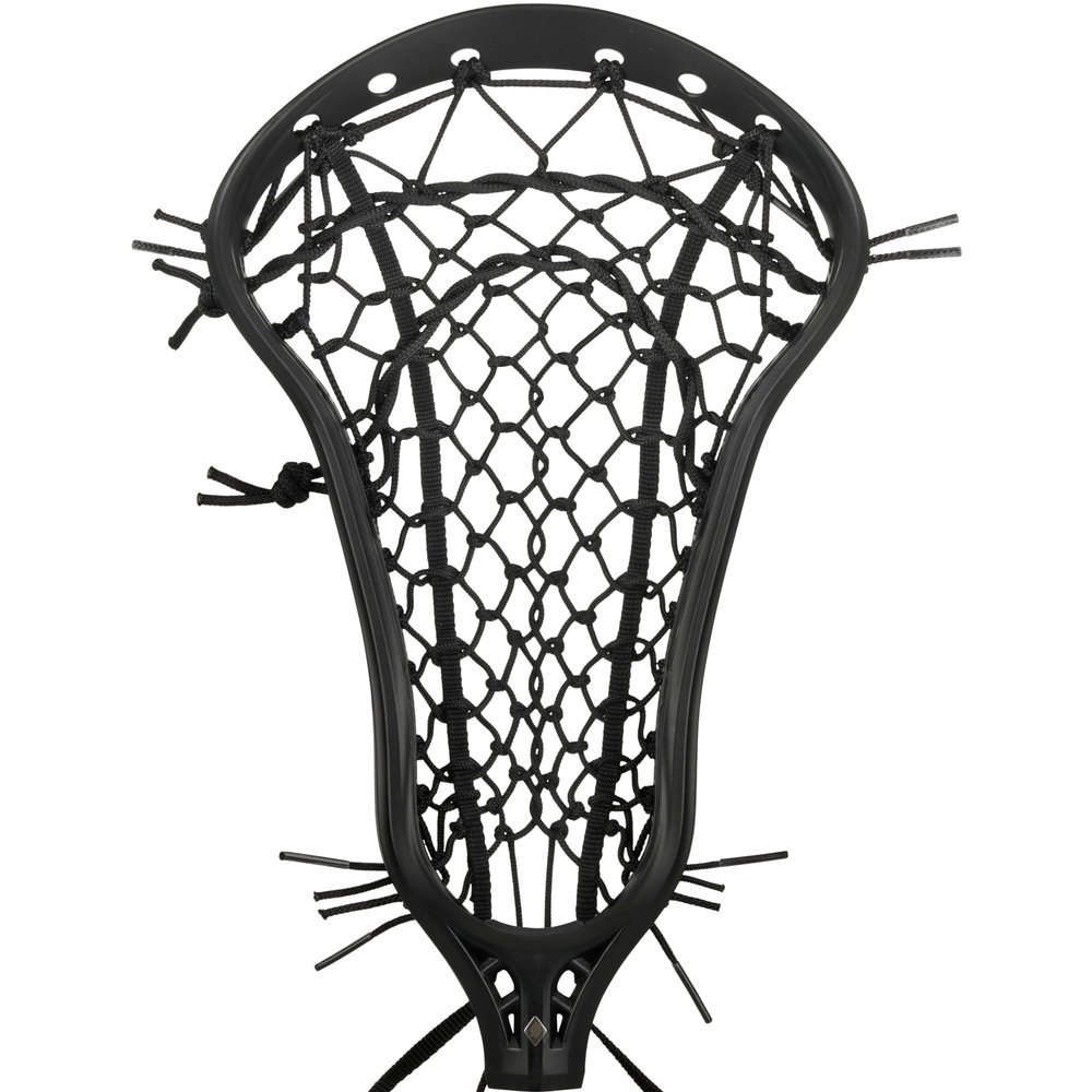 Womens Mark 2 Offense Lacrosse Head Strung with Tech Trad (Mid Pocket - Black/Black)