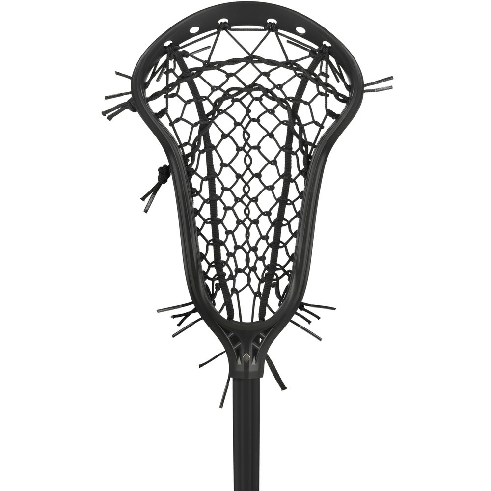 StringKing Womens Complete 2 Pro Defense Lacrosse Stick - Tech Trad Pocket - Metal 3 Pro Shaft (Mid Pocket - Black/Black)