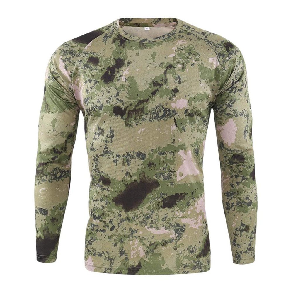 ZYXTIM Mens Hiking Shirts Long Sleeve Casual Slim Fit Moisture Wicking Fishing Hiking Swim Tactical Workwear Workout Running Gym Toops(Green,Small)