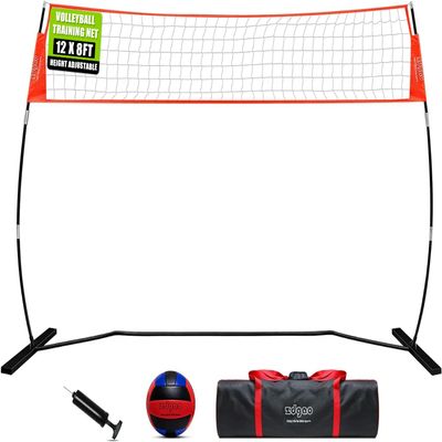 12FT Portable Volleyball Net Set with Height Adjustable Poles for Backyard