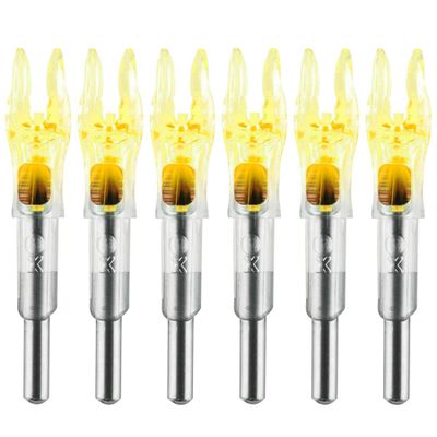 KEAUP 6PCS X Lighted Nocks for Arrows with .204 .233 .244 .246 Inside Diameter with H, S, GT Bushings High-Visibility LED Arrow Nocks, ON/Off Switch Included