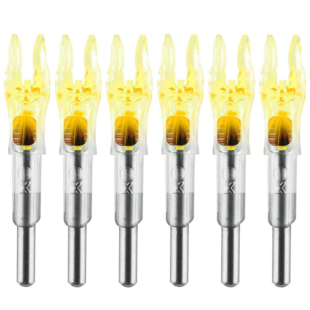 KEAUP 6PCS X Lighted Nocks for Arrows with .204 .233 .244 .246 Inside Diameter with H, S, GT Bushings High-Visibility LED Arrow Nocks, ON/Off Switch Included