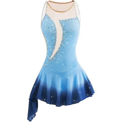 Kmeruoys Figure Skating Clothing Sport Clothing for Girls and Women Ice Skating Roller Skating Outfits for Practice (Color : Blue, Size : 6 Years)