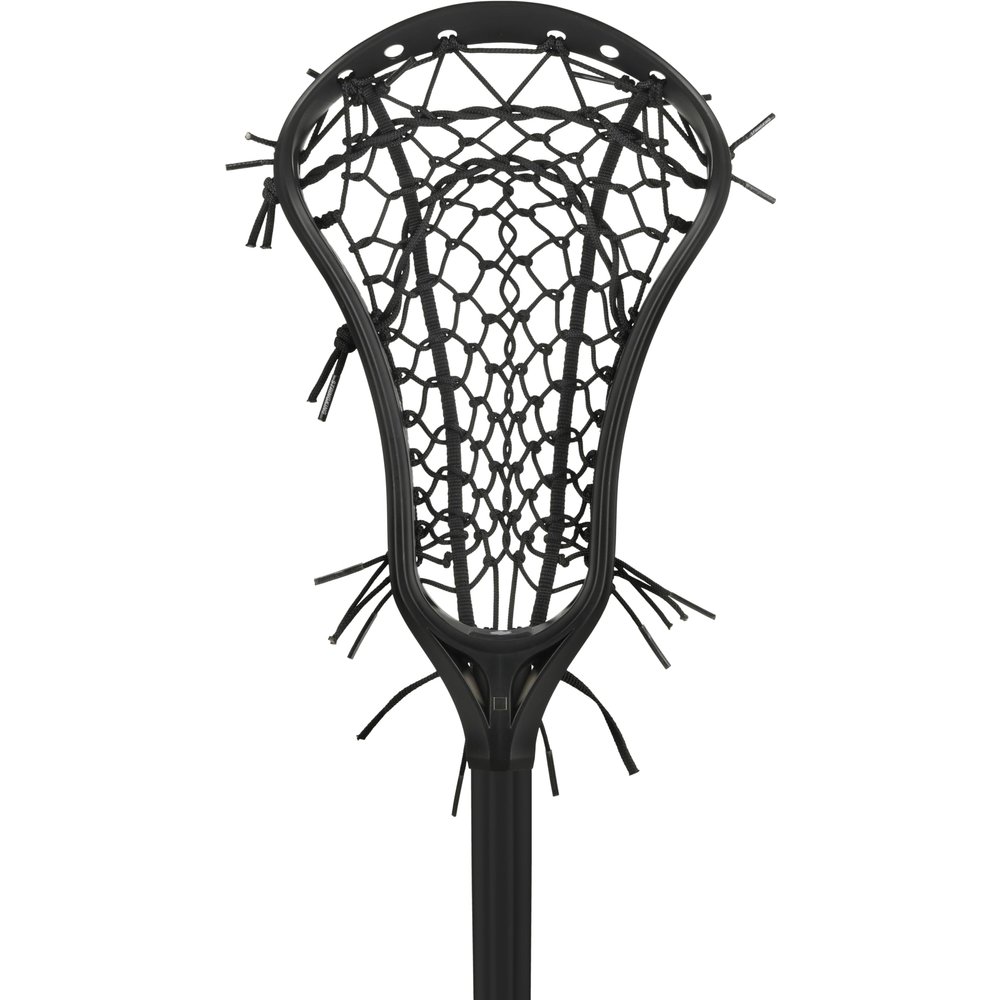 StringKing Womens Complete Lacrosse Stick - Tech Trad Pocket - Metal 2 Shaft (Mid Pocket - Black/Black)