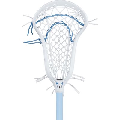StringKing Womens Complete 2 Pro Midfield Lacrosse Stick - Tech Trad Pocket - Composite Pro Shaft (High Pocket - White/Carolina)