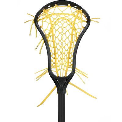 StringKing Womens Complete Lacrosse Stick - Tech Trad Pocket - Metal 2 Shaft (Mid Pocket - Black/Yellow)
