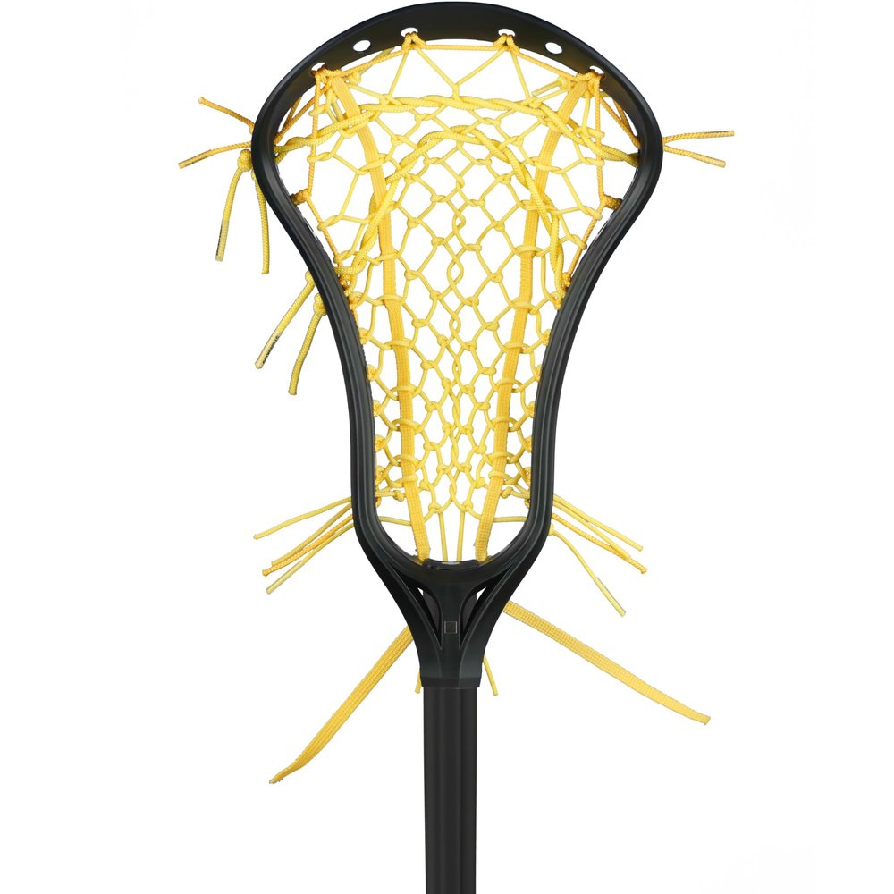 StringKing Womens Complete Lacrosse Stick - Tech Trad Pocket - Metal 2 Shaft (Mid Pocket - Black/Yellow)