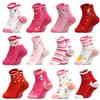 SkiBeaut Toddlers Girls Socks 12 Pairs Non Slip Skid Crew Socks with Grips for Little Girl Toddler Kids Gripper Socks for 1-3 Years Girls view 1