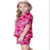 Schbbbta Girls Satin Pajamas Set Short Sleeve Button Down Shirts Shorts Sleepwear 2 Piece Silky PJ Sets, Heart Hot Pink, 13-14 Years = Tag 170 view 3