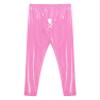 Vxuxlje Women's Wet Look Patent Leather Cut Out Leggings Nighclub Costume Latex Pants Tights Pink X-Large view 4