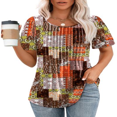 Blouses for Women Dressy Casual Puff Short Sleeve Loose Summer T Shirts Boho Tops Fashion Clothing L
