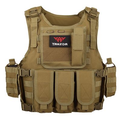 YAKEDA Adjustable Tactical Airsoft Training Vest | Camping, Fishing, Hunting, Gift for Halloween and New Year (US, Alpha, One Size, Regular, Regular, Tan)