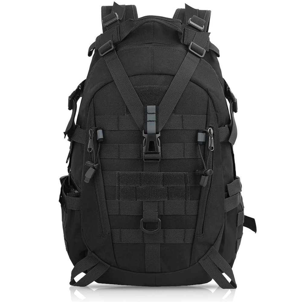 aiGear Tactical Backpack for Men, 25L Military Backpack, 3-Day Bug Out Bag for Camping Hiking Hunting with Molle System Army Daypack (25L Black)