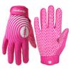 HANDLANDY Youth Football Gloves, Sticky Wide Receiver Gloves for Kids, White and Gold Stretch Fit Football Glove (Pink and White, X-Large) view 1