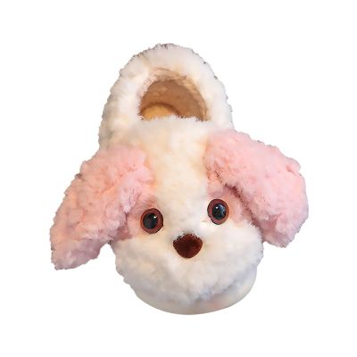 Toddler Cartoon Puppy Cotton Slippers,Girls Boys Cute Indoor Plush Cozy Soft Warm Fluffy Slip-on (Pink, 7.5 Toddler)