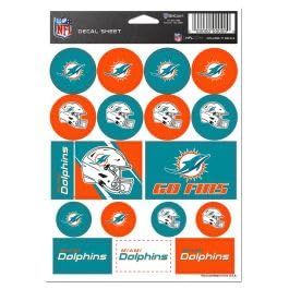 Miami Dolphins Vinyl Sticker Sheet 5" x 7"