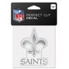 WinCraft NFL New Orleans Saints Silver Metallic Auto Decal 4"x4" view 1