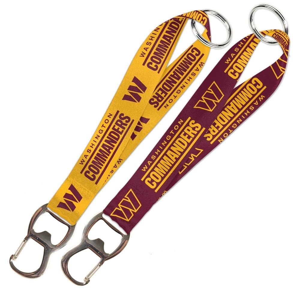 WinCraft Washington Commanders Team Color Metal Keychain Bottle Opener, Dual-Sided Logo Print, Red, White, and Blue