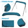 AA Products 3 Bow Bimini Top Cover Sun Shade Boat Canopy Waterproof Includes Storage Boot with Aluminum Frame, 46" Height with Rear Support Poles, 6'L x 46" H x 54"-60" W, Dark Green view 3