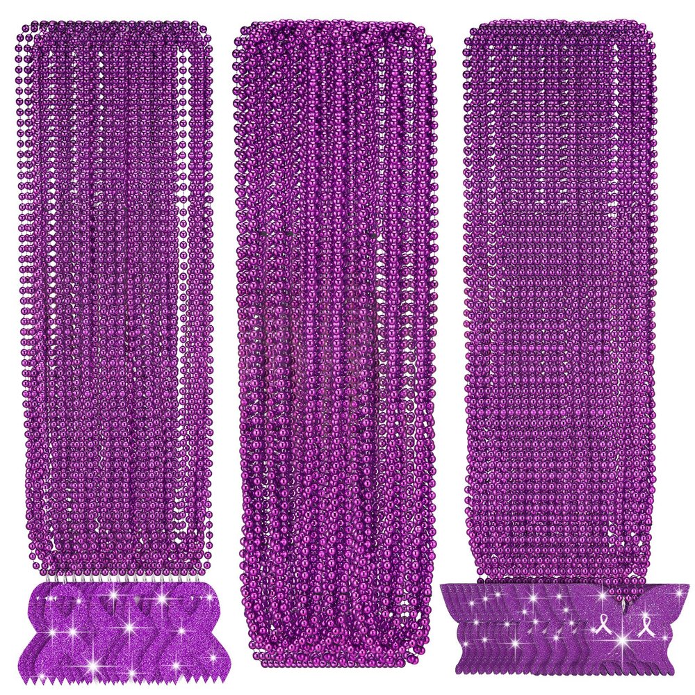 36 Pcs Alzheimers Bead Necklaces Purple Ribbon Awareness Alzheimers Awareness Products Butterfly Pendant Necklaces for Domestic Violence Lupus Epilepsy Pancreatic Cancer Women Survivor Jewelry Gifts
