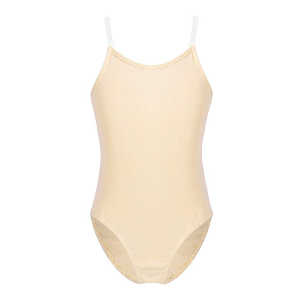 Hedmy Fashion Girls' Team Basic Camisole Leotard with Adjustable StrapsGymnastic Leotard Ballet Dance Costume Nude 7-8 Years