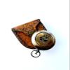 Handcrafted 2" Antique Style Pocket Compass with Intricate Detailed Leather Case Fully Functional Compass for Camping & Hiking view 2