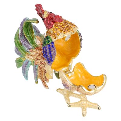 IMIKEYA Box Feng Shui Zodiac Animal Home Decor Wedding Jewelry Strawberry Jewelry Animal Ring Holder Earring Storage Organizer Collectible Figurine Desk Organizer Necklace Rooster Alloy
