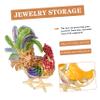 IMIKEYA Box Feng Shui Zodiac Animal Home Decor Wedding Jewelry Strawberry Jewelry Animal Ring Holder Earring Storage Organizer Collectible Figurine Desk Organizer Necklace Rooster Alloy view 3
