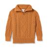 Amazon Essentials Boys' Quarter-Zip Cable-Knit Relaxed-Fit Sweater, Caramel, Medium view 1