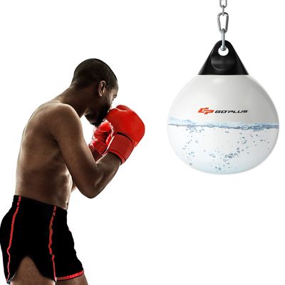 Goplus Water Aqua Bag, 21'' 180 Pound /18 110 Pound Heavy Punching Bag with Adjustable Metal Chain, Water Injection Hose, Boxing Training Bag for Adults Fitness, MMA (White-21, 180LBS)
