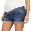 Foucome Women's Maternity Jean Shorts Roll Hem Denim Shorts Dark Blue M view 1