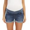 Foucome Women's Maternity Jean Shorts Roll Hem Denim Shorts Dark Blue M view 2