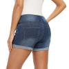 Foucome Women's Maternity Jean Shorts Roll Hem Denim Shorts Dark Blue M view 3